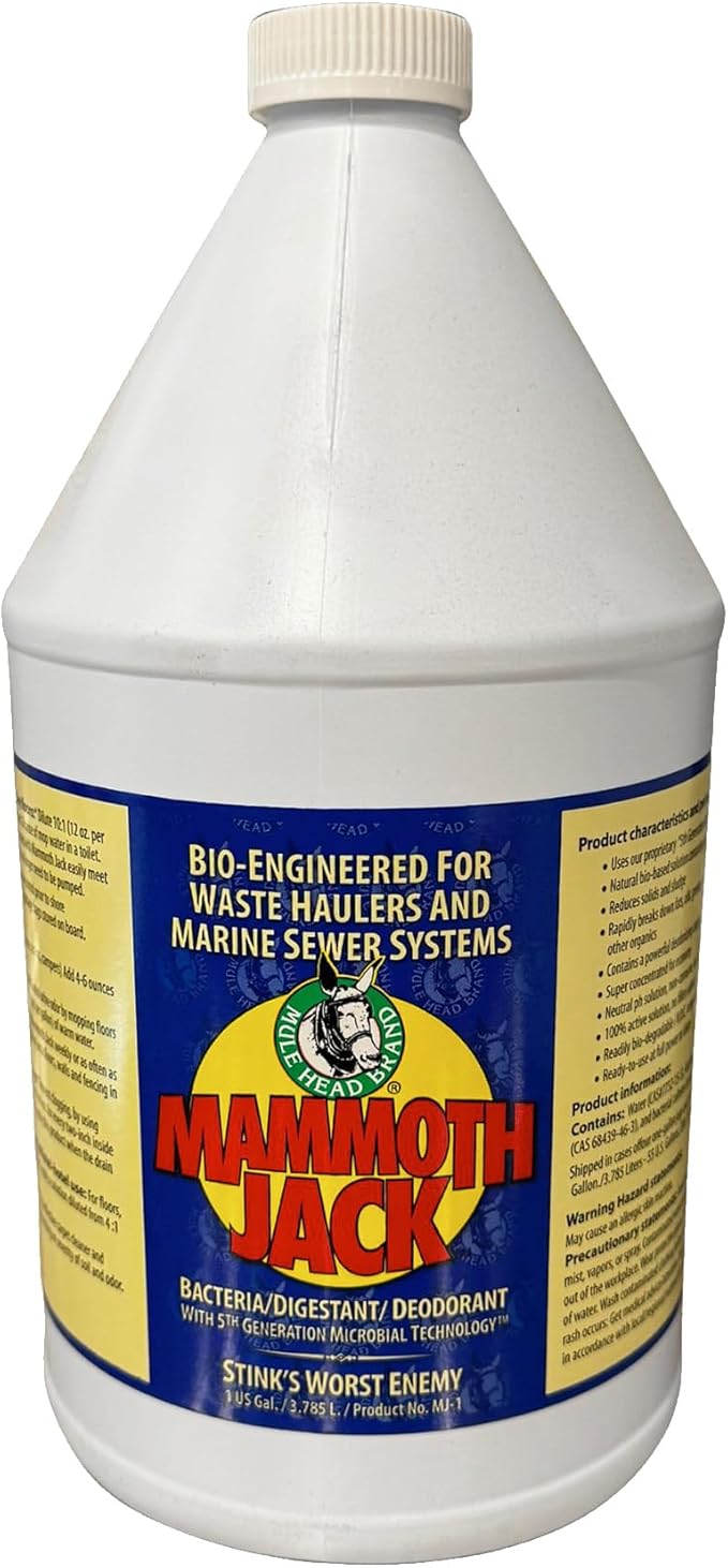 Mule Head Mammoth Jack Industrial Odor Eliminator & Waste Digestant – Bio-Enzymatic Cleaner for Dumpsters, Drains, Sewage Systems, Garbage Trucks, Bilges & Kennels – 1 Gallon