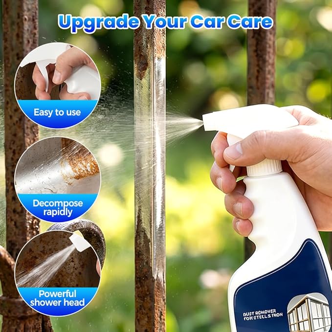 hoehew Powerful Rust Remover Spray for Metal, Fast-Acting Rust Stain Remover for Automotive Parts Tools, Multipurpose Heavy Duty Concentrated Rust Stain Remover (1pc)