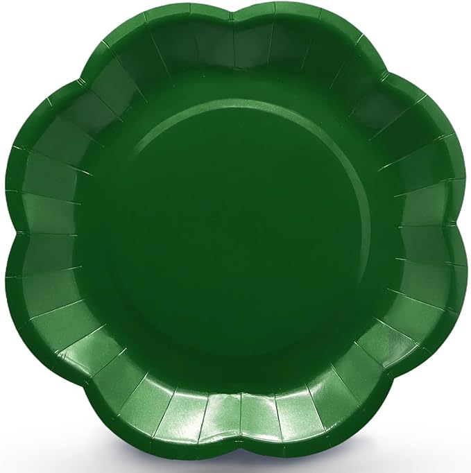 Green Plates Party Supplies,9 inch Green Paper Plates Disposable Scalloped for Birthday Cake Plate Baby Shower Dinner Wedding Dessert Party