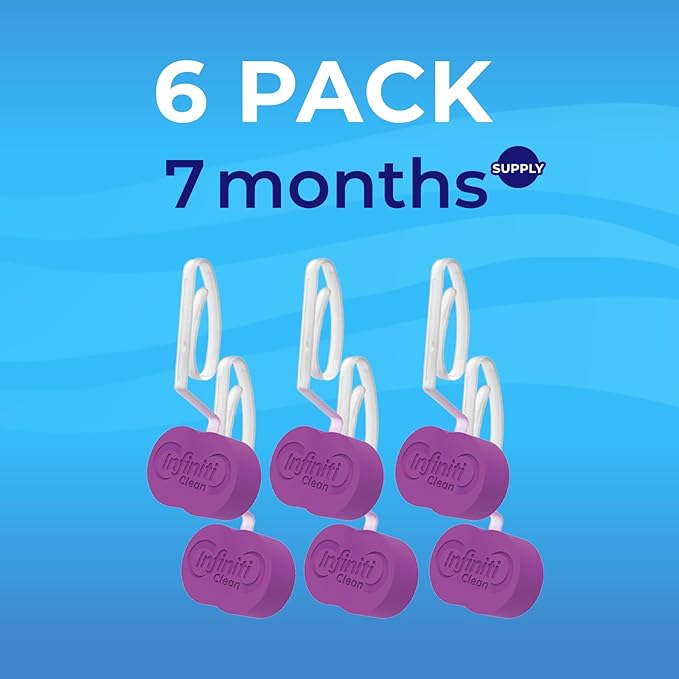 Toilet Bowl Cleaner Rim Hanger, 6 Count Automatic Bowl Toilet Cleaner, Cleans and Freshens Toilet Bowl, 7 Month (Lavender)