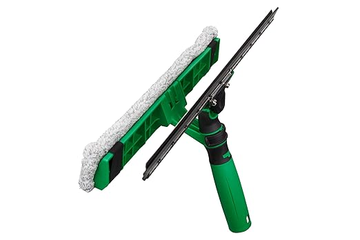 Unger Commercial VisaVersa Window Cleaning Washer and Squeegee Pro Tool 18”/45cm - 2-in-1 Design with Microfiber Pad for Window Cleaners - VV450