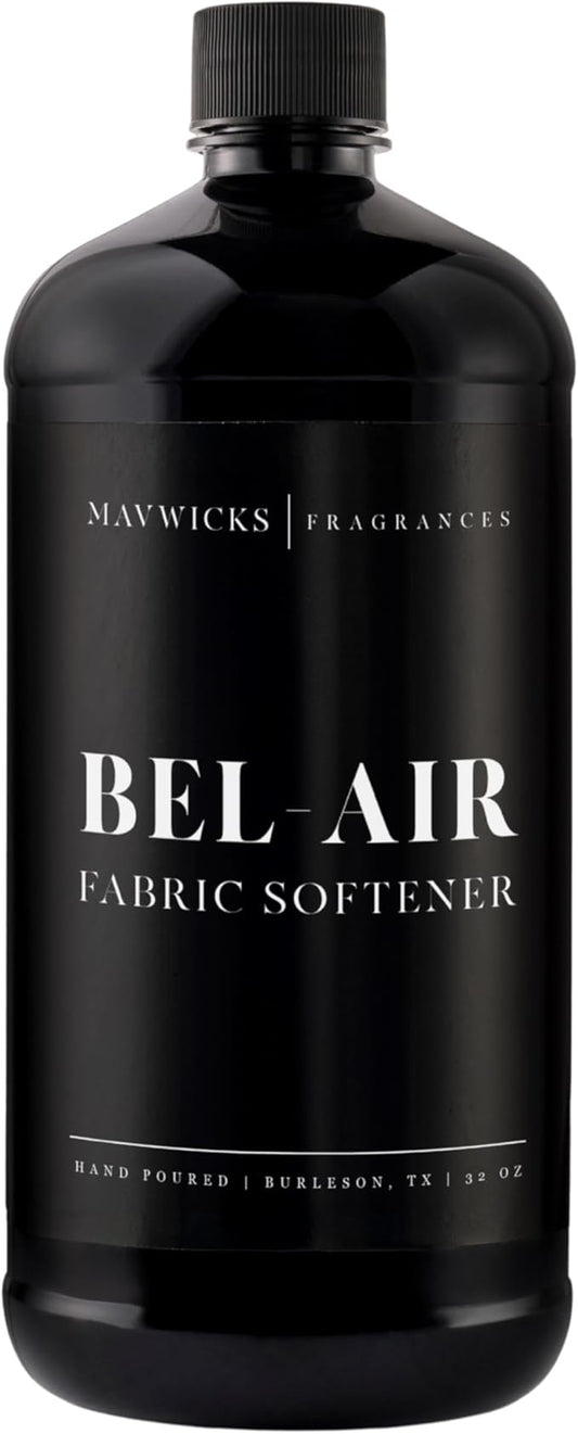 Mavwicks Fragrances - Luxury Scented Liquid Fabric Softener (Bel-Aire) 32 Oz – Crafted with Clean Ingredients – Reduces Static, and Softens Clothes – Safe for All Fabrics and Skin