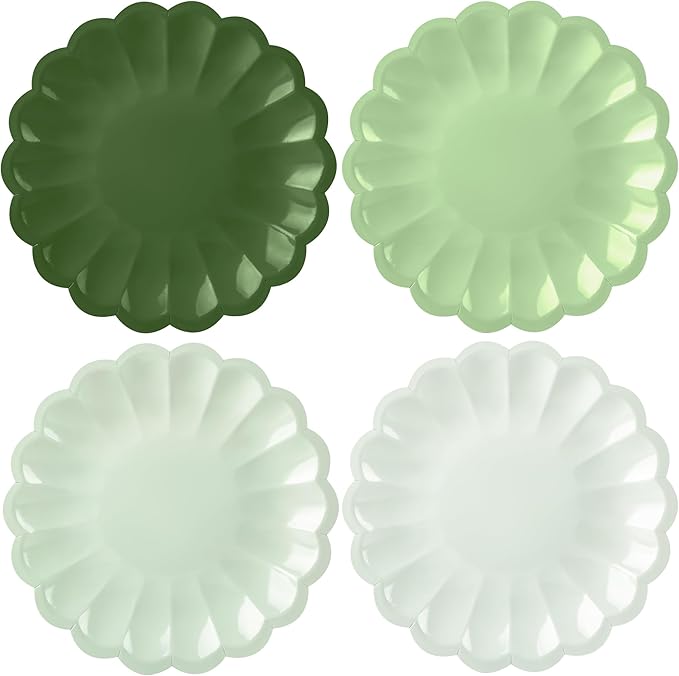 AimFun 48Pcs Sage Green Paper Plates Gradient Green Disposable Party Plates 7.5 Inch Round Dessert Plates for Bridal Baby Shower Birthday St Patricks Day Party Supplie