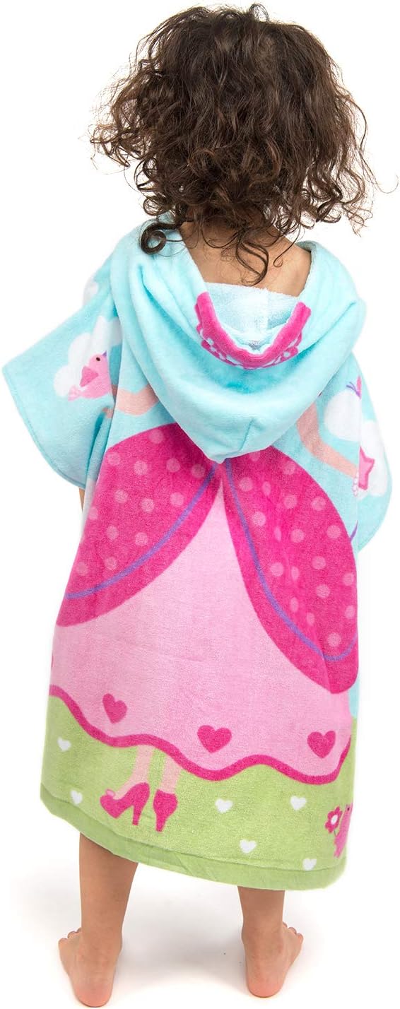 Florica Hooded Bath Towels for Girls Kids Toddlers Children 2 to 6 Years Old Cotton Ultra Soft Absorbent Poncho Beach Towel for Pool Swim Pink Large Size 24"x 47" in Full-Length (Lovely Princess