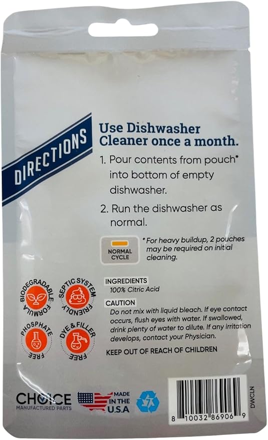 Professional Grade Tech's Choice Dishwasher Cleaner, Made in USA, DWCLN