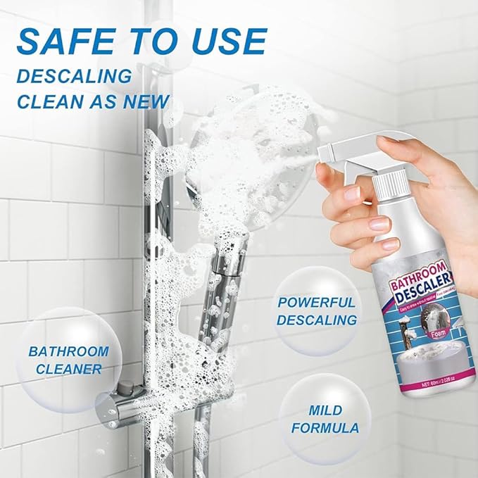 Bathroom Descaler Foam Cleaner Spray, All Purpose Foam Cleaner Spray Bathroom Descaler Cleane Stubborn Stains For Glass Shower Doors Sprayer - Restore Original Luster (3)
