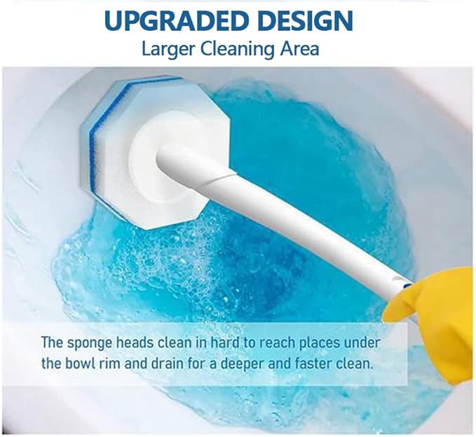 60 Counts Upgraded Disposable Cleaner Wand Brush Heads - Compatible with Clorox Toilet Bowl Cleaner Wand Refills for Bathroom Cleaning