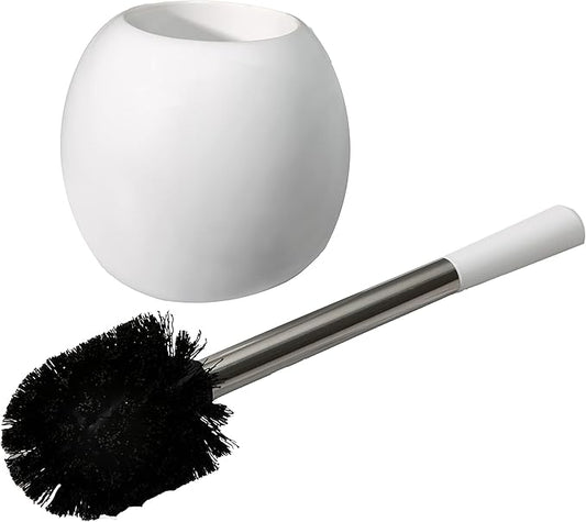 Bath Bliss Ceramic Dome Brush & Holder Set, Decorative, Modern, Freestanding, Heavy Duty Cleaning Toilet-Brushes, (Pack of 1), White
