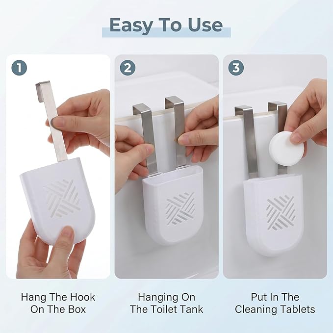 Bremorou Toilet Tank Cleaning Tablet Holder Bowl Cleaner Tablets Holder Hanging Toilets Cleaner Caddy Tablet Bracket White