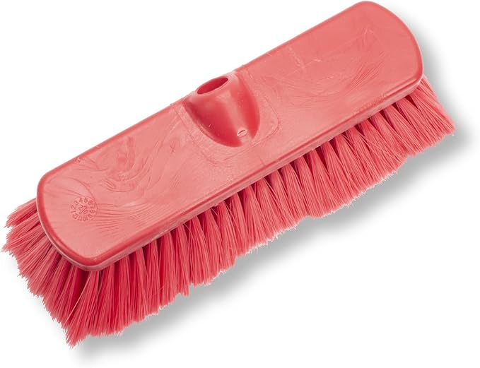 SPARTA 41278EC05 Flo-Thru Plastic Wall Scrub Brush, Equipment Brush With Soft Nylex Bristles For Industrial Kitchens, Hospitals, Commercial Cleaning, 4 Inches, Red, (Pack of 12)