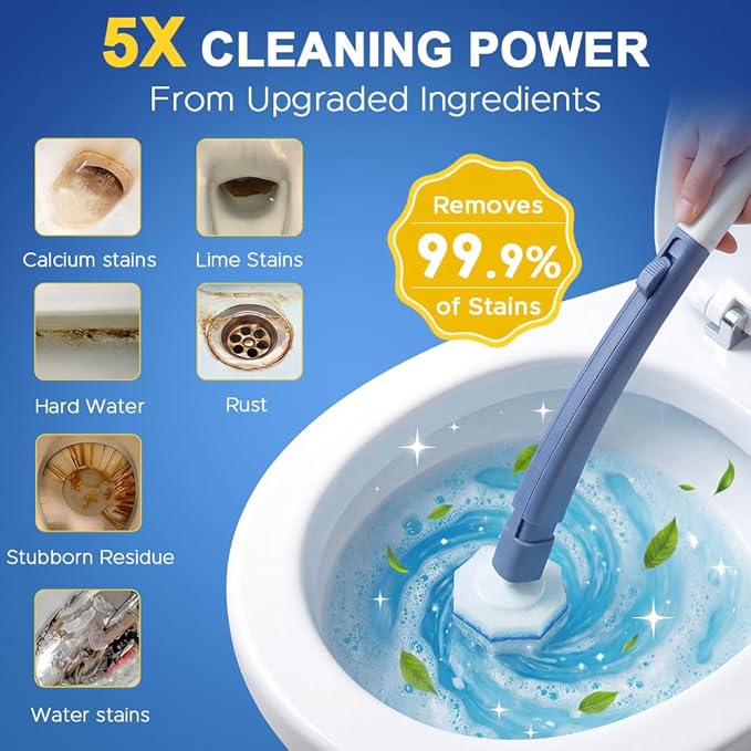 60 Count Toilet Wand Cleaner Refills for Clorox, 5X Cleaning Power Disposable Prefilled Toilet Cleaning Scrubbers, No Falling Apart, Fresh Fragrance