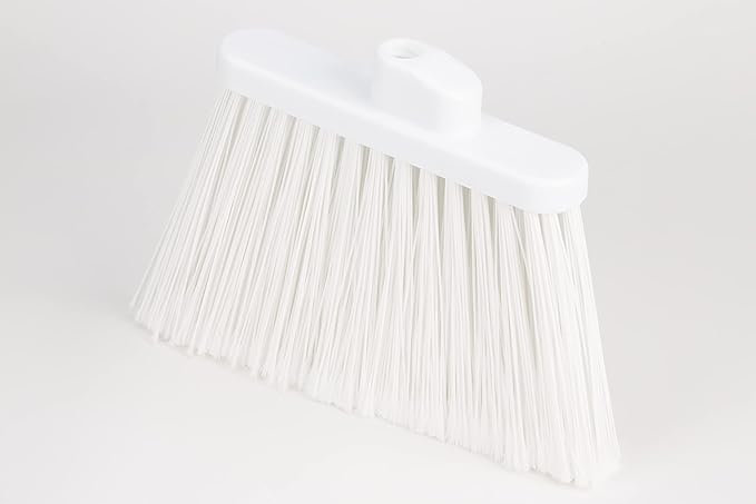 SPARTA 41082EC02 Plastic Color Coded Broom, Flagged Bristles, Long Broom With Angled Head For Large Debris, 56 Inches, White, (Pack of 12)