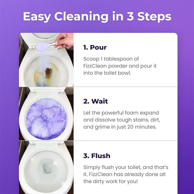 2026 New Upgrade Fizz Clean Toilet Cleaner, Fizz Toilet Cleaning Foam, Fizz Cleaning Powder, Fizz Clean Foam Cleaner, Touch Free Foaming Foaming Powder – Bathroom Toilet Cleaning Powder (bagged3pcs)