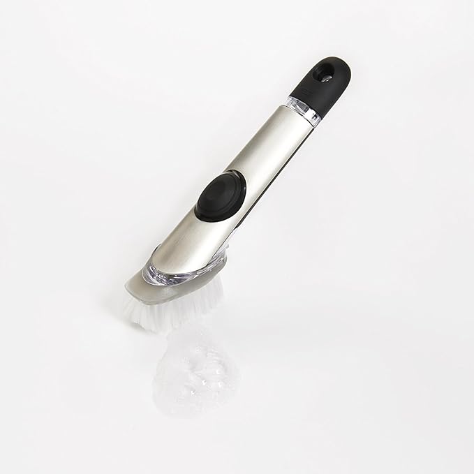 OXO SteeL Soap Dispensing Dish Brush with OXO SteeL Soap Dispensing Dish Brush Refills, 2-Pack