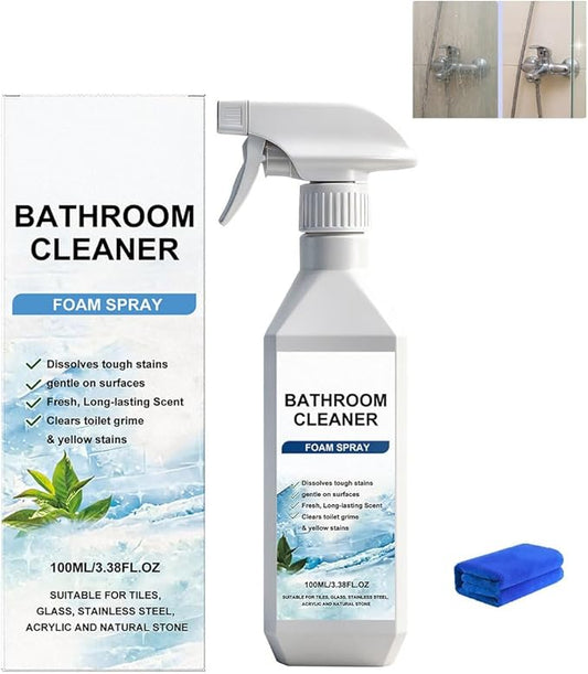Bathroom Cleaner Foam Spray, Bathroom and Shower Descaler Stains Cleaner Action for Toilet, Tiles, Glass, Stainless (1PCS)
