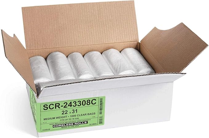 Aluf Plastics 12-16 Gallon Trash Bags - (Commercial 4000 Pack) - Source Reduction Series Value High Density 8 Micron (equiv) Gauge - Intended for Home, Office, Bathroom, Paper, Styrofoam(Pack of 4000)