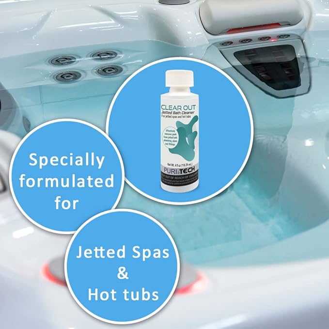 Puri Tech Clear Out Jetted Bath Cleaner Removes Gunk from Walls Drains Pipes in Jetted Bathtubs 4oz