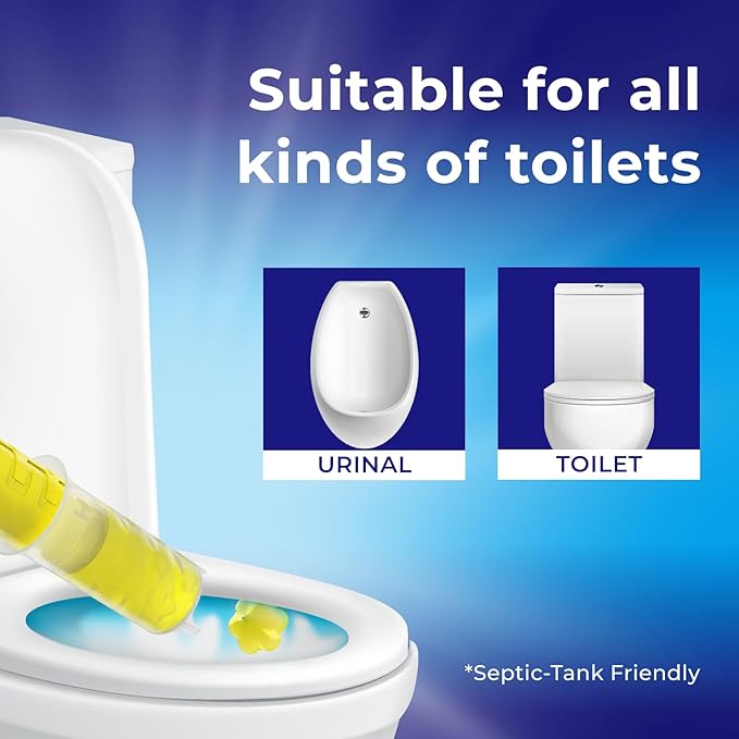 Toilet Gel Stamp, 5 Pack (Total 40 Stamps, Up to 1-Year Supply) Toilet Bowl Freshener, Long Lasting Toilet Cleaners Gel for Bathroom Odor Control (Lemon)