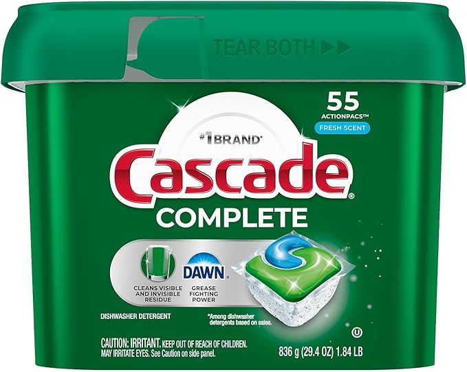 Cascade Complete Actionpacs, Dishwasher Detergent, Fresh Scent, 63 Count