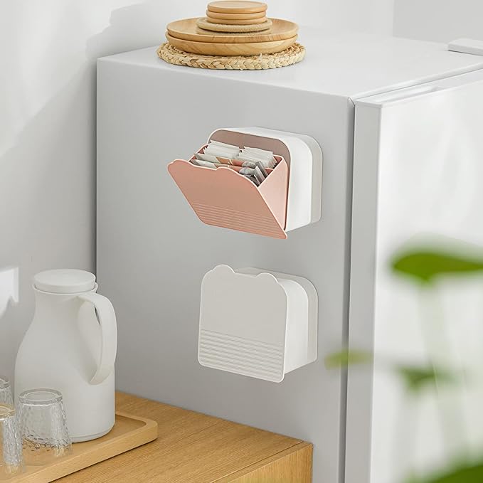 Bathroom Canisters Organizer Storage Box Container Feminine Day Overnight Pad Holder Cotton Qtip Makeup Sponges Holder,White