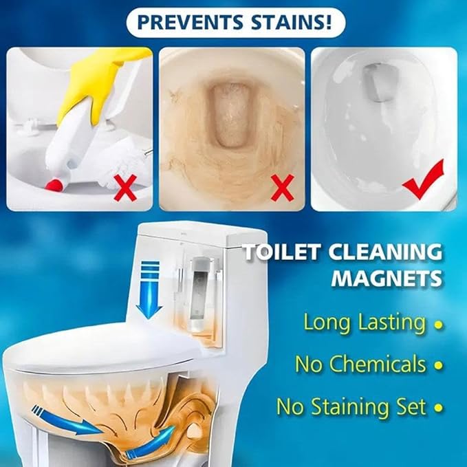 2 Pc Magnetic Toilet Tank Cleaner - No Touch / No Chemicals, Ideal for Stainless Ca Mg 6222
