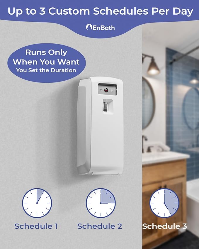 Programmable Automatic Air Freshener Spray Dispenser - Bluetooth App Controlled, Wall Mount or Standalone, Compatible with Glade & Airwick, Commercial or Home Use - IPhone (iOS) & Android Compatible