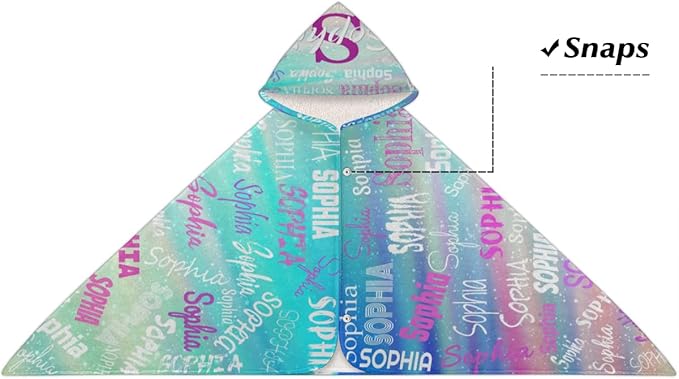 Personalized Hooded Towel Kids Beach Towels Name, Custom Toddlers Cotton Wrap Towel for Shower Beach Trip Pool, Gradient Green Color