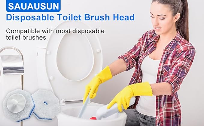 50-Pack Toilet Brush Refill Pads, Compatible with Clorox Toilet Brush Handles - Disposable Toilet Cleaning Pads - Deep Cleaning Sponge Heads (Handle Not Included)