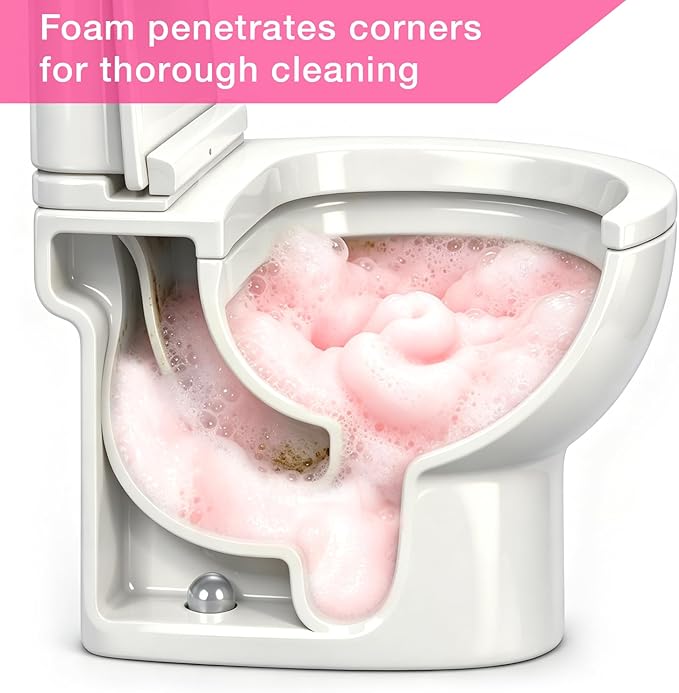 Foaming Toilet Cleaner Pump, Thick Clinging Foam for Easy Scrubbing, Pressurized Foam Spray for Toilet Bowl Stain & Odor Removal, Multi-Surface Bathroom Cleaner