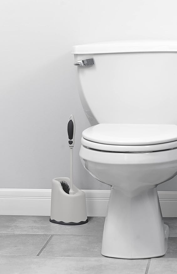Superio Toilet Bowl Brush and Holder with Under Rim Cleaner for Bathroom, Toilet Brush and Caddy with Non Scratch Bristles and Under Rim Lip Brush