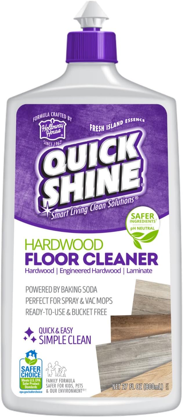 Quick Shine Hardwood Floor Cleaner 27oz| Use in Spray & Vac Mops| Removes Dirt & Scuff Marks| Ready-to-Use, Streak Free, No Rinse| Safer Choice Cleaner| Perfect for Gentle and Effective Cleaning