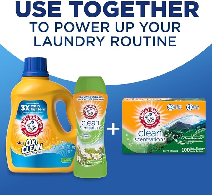 ARM & HAMMER Plus OxiClean Clean Meadow, 77 Loads Liquid Laundry Detergent, 100.5 fl oz