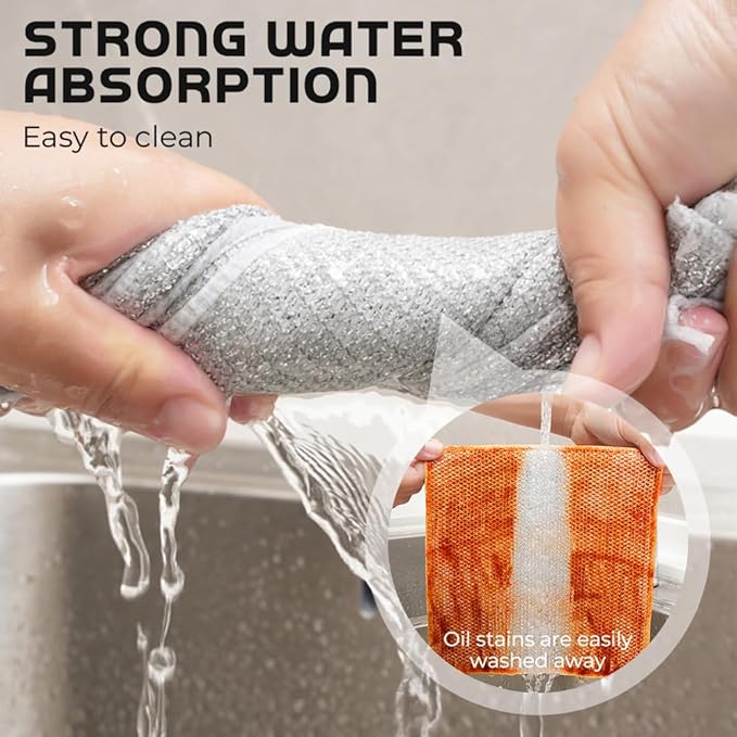 Pousbo 2024 New Multipurpose Wire Dishwashing Rags, Premium Metal Wire Dishwashing Cloth Scrubs Cleans, Scrubbing Wire Dishwashing Rags Non-Scratch Wire Dishcloth for Dishes, Sinks (5)