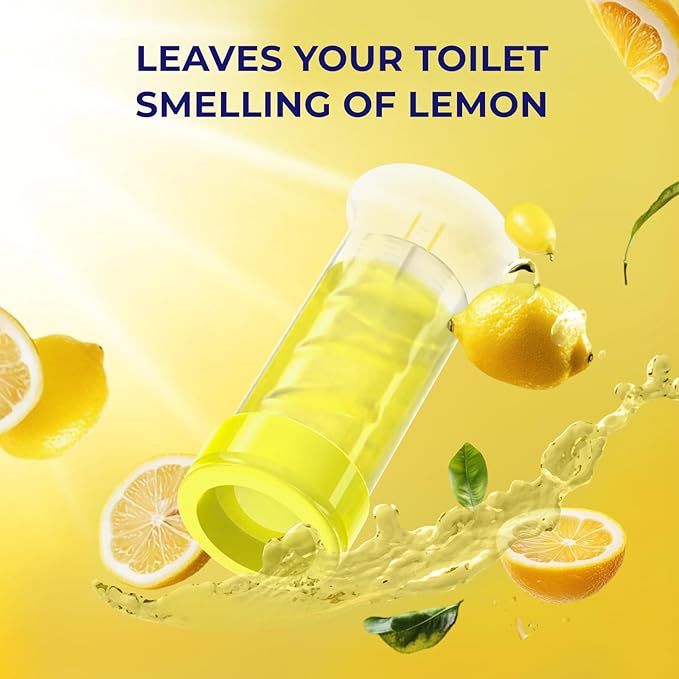 Toilet Gel Stamp, 5 Pack (Total 40 Stamps, Up to 1-Year Supply) Toilet Bowl Freshener, Long Lasting Toilet Cleaners Gel for Bathroom Odor Control (Lemon)