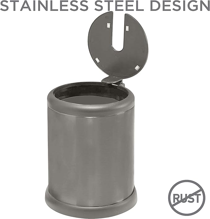 Bath Bliss Toilet Brush and Holder | Self Closing Lid | 360 Degree Brush Head | Bathroom Cleaning | Compact Size | Storage and Organization | Matte Grey