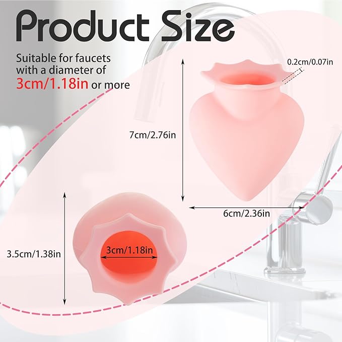 SiliFine 1 Pcs Tap Descaling Gadget for Limescale Removal Pink Heart Style Faucet Descaling Device, 1.18in