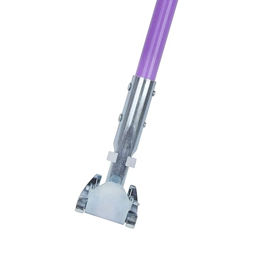 SPARTA 60" Fiberglass Dust Mop Replacement Handle with Clip-On Jaw Clamp Connector, Sliding Locking Collar, Commercial Floor Cleaning, Purple (Pack of 12)