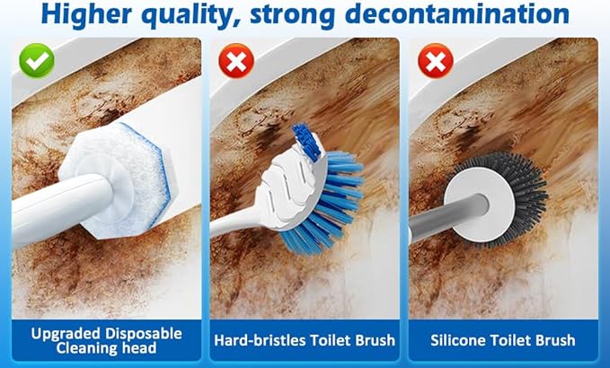 30 Ct Disposable Toilet Wand Refills, Toilet Bowl Cleaner Scrubbing Pads, Unscented Preloaded Refills, Compatible with Most Wand Handles