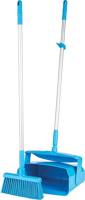 Remco - A Vikan Company 62503 Lobby Dustpan with Broom, Polypropylene/Polyester/Aluminum, 7" X 14" Bin, 37" Handle, Blue