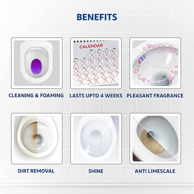 Harpic 35 gm - Floral Delight, Power Fresh 6 Toilet Cleaner Rim Block | Toilet flush cleaner blocks