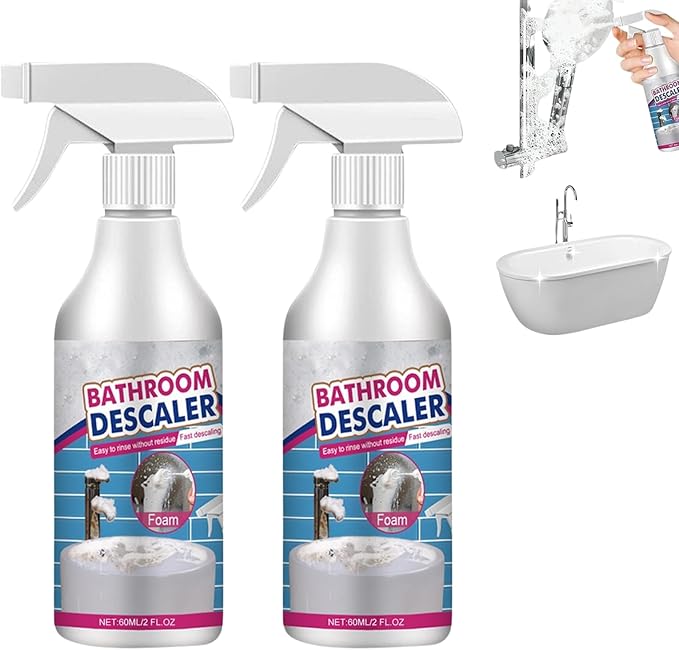 Bathroom Descaler Foam Cleaner, 2025 Upgrade All-Purpose Bathroom Descaler Foam Spray, bathroom descaler, Stubborn Stains Cleaner for Bathtub, Toilet, Glass, Faucet (2)