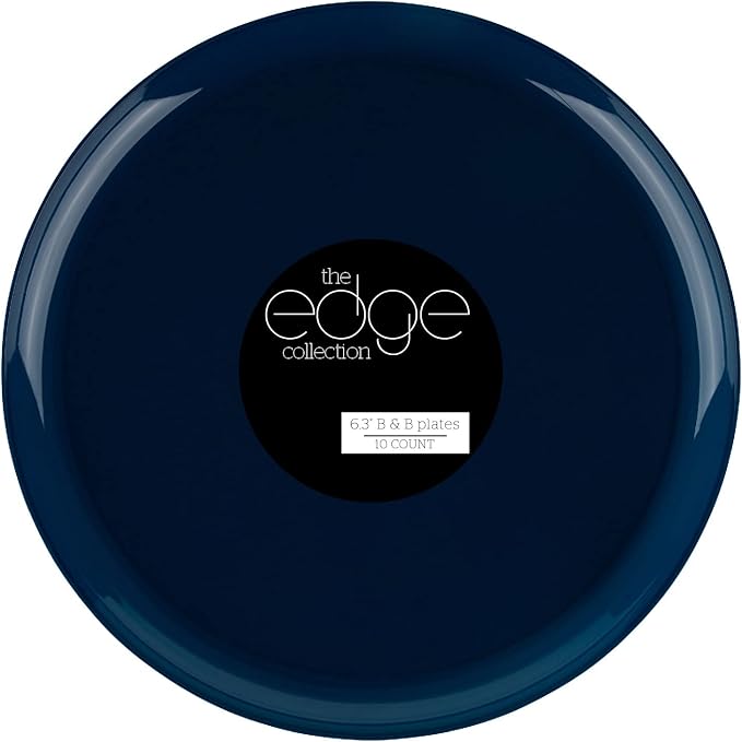 [30 Pack 6.3''] Dark Blue Plastic Party Plates Edge Collection Premium heavyweight Elegant Disposable Tableware Dishes