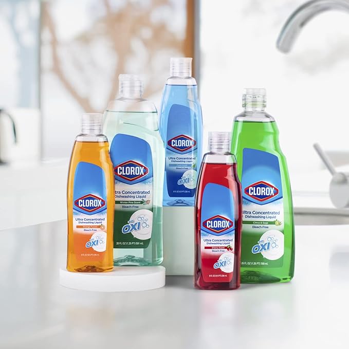 Clorox Ultra Concentrated Liquid Dish Soap with OXI, Fresh Scent - Bleach-Free Dermatologist Tested Dishwashing Detergent That Powers Through Grease and Lifts Stains, 26 Fl Oz