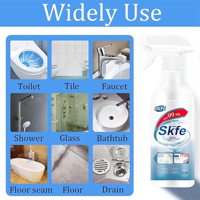 Bath Cleaner Spray, Stubborn Stains Cleaner, Bathroom Cleaning Spray, Powerful Bathroom Cleaning Spray for Toilet, Bath, Shower (2 pcs)