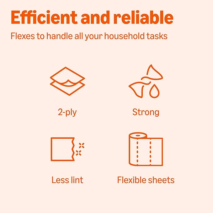 Amazon Basics 2-Ply Flex-Sheets Paper Towels, 6 Rolls = 20 Regular Rolls, 150 Sheets per Roll, Everyday Value