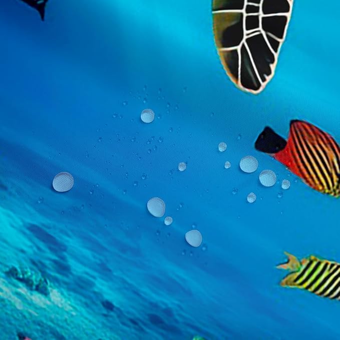 Sea Turtle Waterproof Shower Curtain for Boys Child,Ocean Fish Bath Curtain for Kids Man,Sealife Reptile Creature Shower Curtain Set,Colorful Coral Under Sea Reef Bathroom Accessories 72"Wx72"L