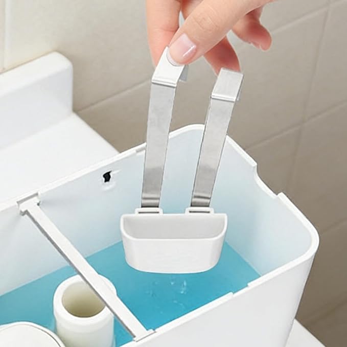 Toilet Tank Cleaner Tablet Holder - Organizer Shelf, 1 Piece Hanging Basket For Blue Blocks, Waterproof Metal Frame With Hook, Bathroom Supply, Caddy For Cisterns, Cubicles And Lavatories