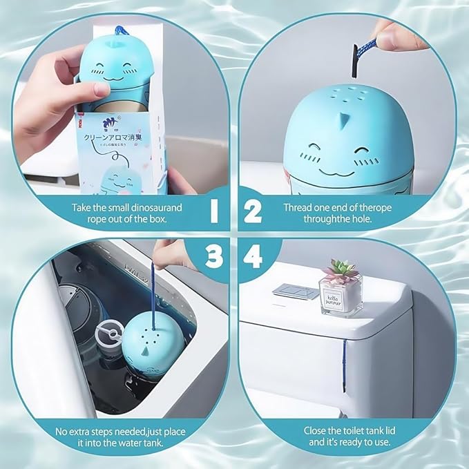 Toilet Cleaner & Toilet Deodorizer Wonder, Cute Dinosaur-Shaped Cleaning Tank Cleaner, Bottle Lasts for 90 Days, With Ocean, Jasmine, And Peach Scent Leaving Looking Fresh (1, Peach)