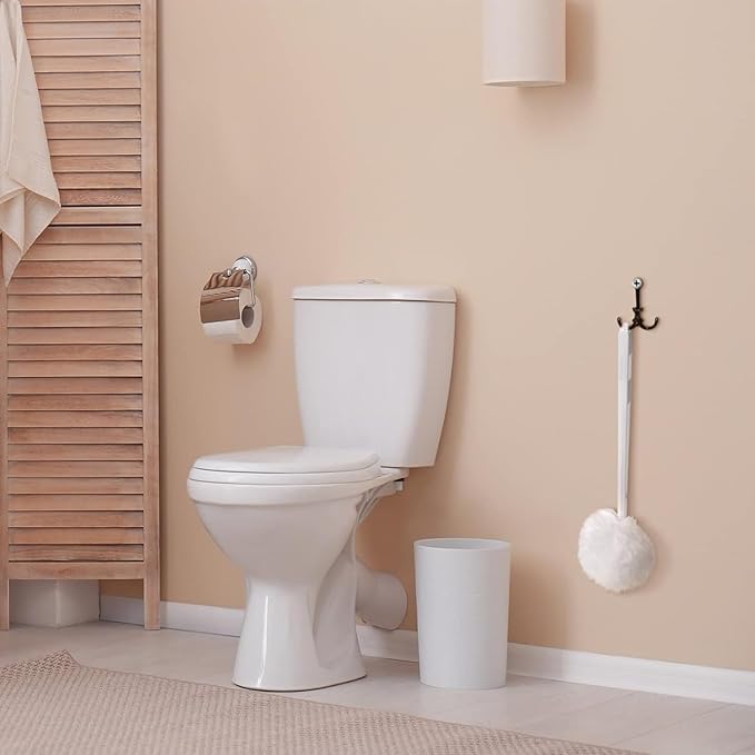 Soro Essentials- 13.5" Yarn Toilet Bowl Brush Mop with Plastic Handle White Color- Toilet Bowl Brush Long Handle Toilet Bowl Cleaner Toilet Bowl Mop for Bathroom