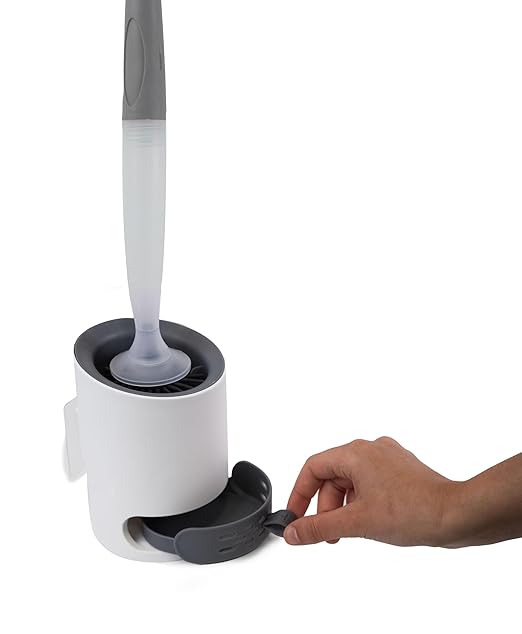 Soap Dispenser Toilet Brush — Leakproof, Refillable Built-in Soap Dispenser, Ventilated Holder, No-Drip Design